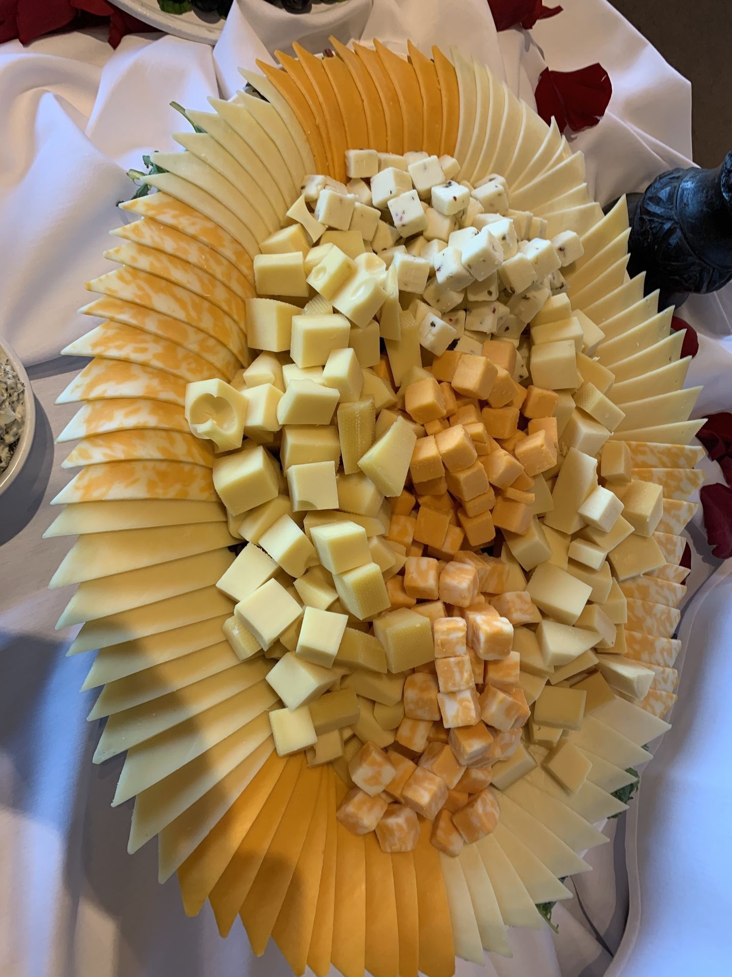 Assorted cheese board display