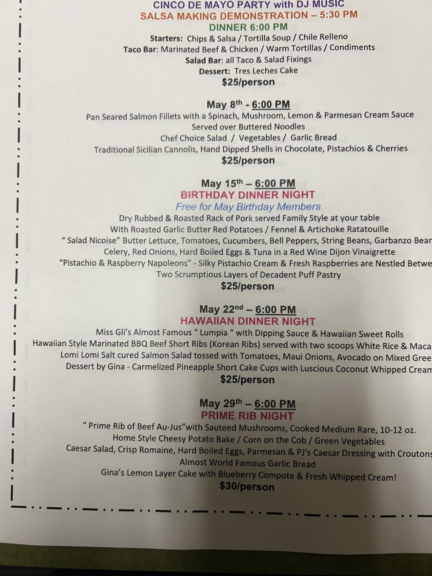 Cinco de Mayo and themed dinner menus