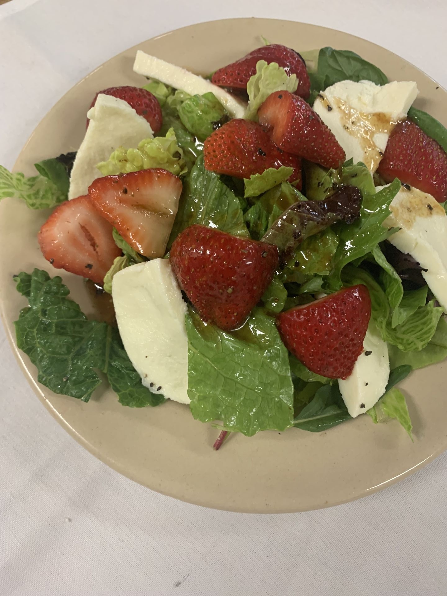 Fruit and cheese salad display